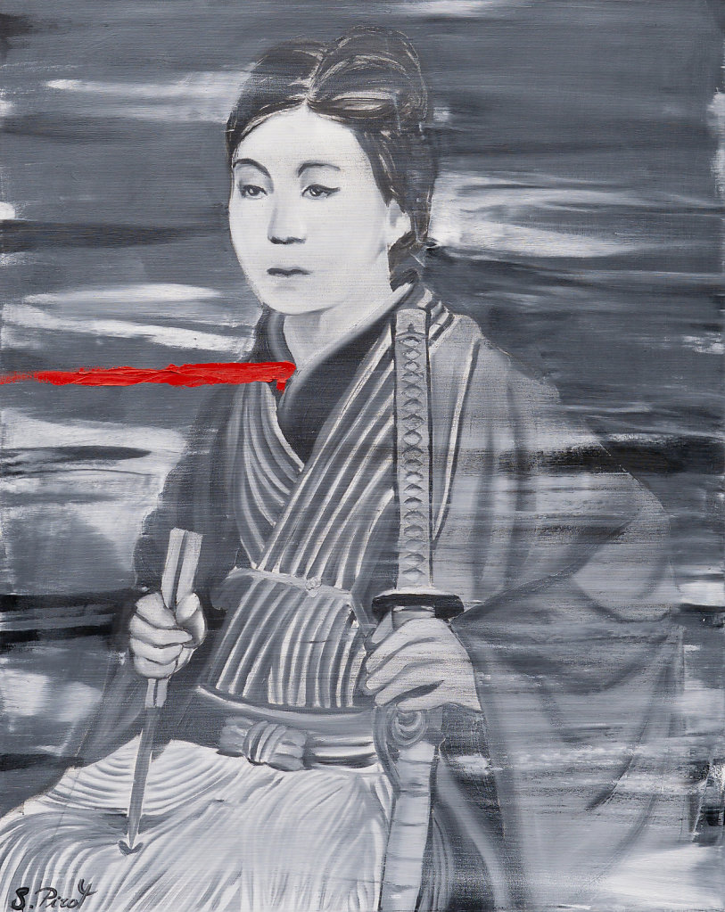 "Onna-bugeisha"  « 中野 竹子 » huile sur toile, 100*80 cm